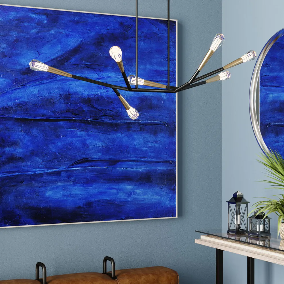 Acrylschilderij Abstract Deep Blauw 155x155cm