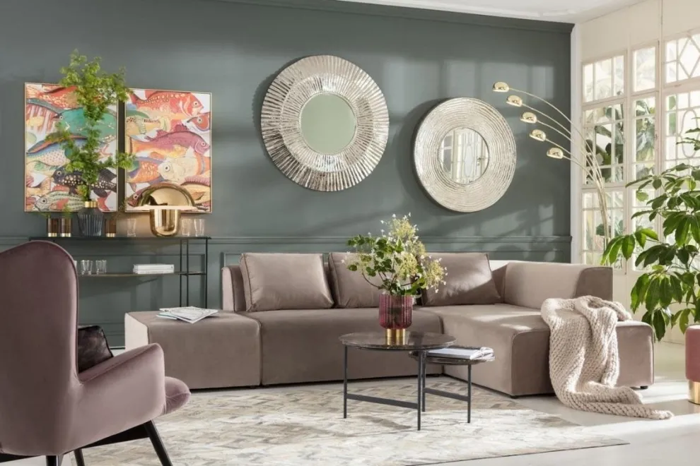 Bank Infinity Fluweel Taupe Rechts