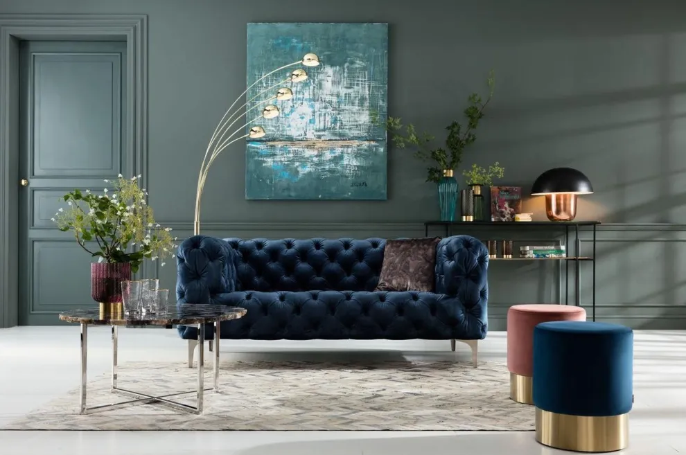 Bank Look 2-Zits Fluweel Blauw