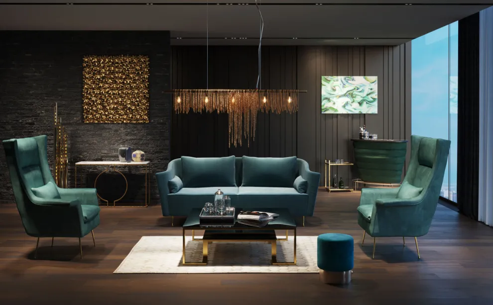 Bank Vegas Forever 3-Zits Petrol-Blauw