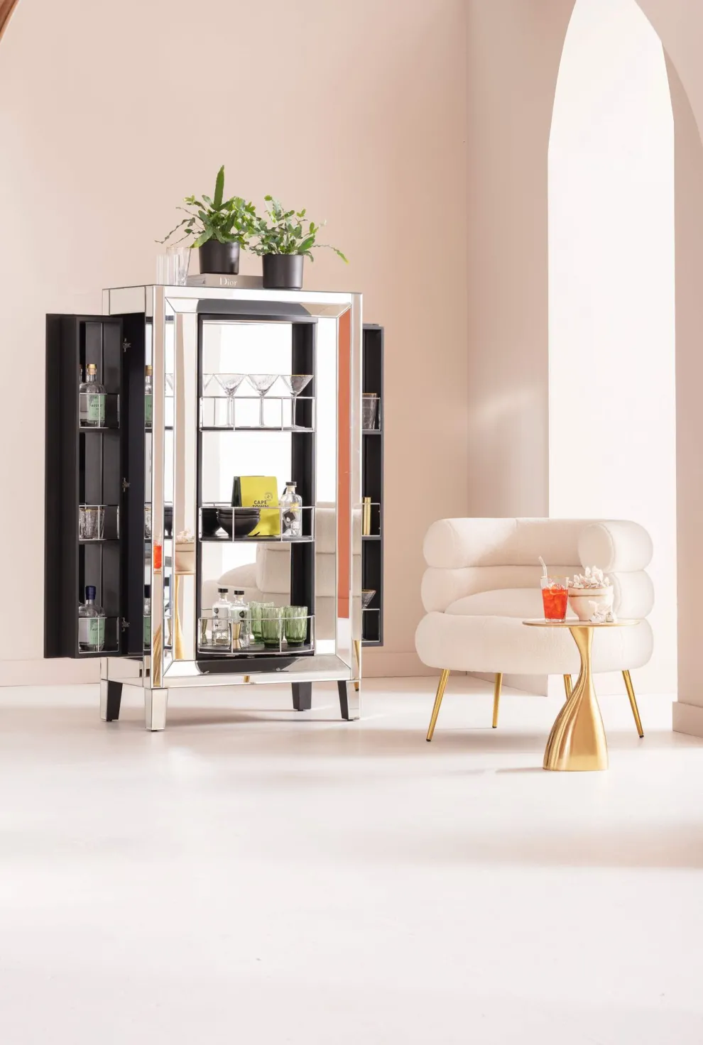 Barkast Luxury Champagne Hoogstaand 84x152cm