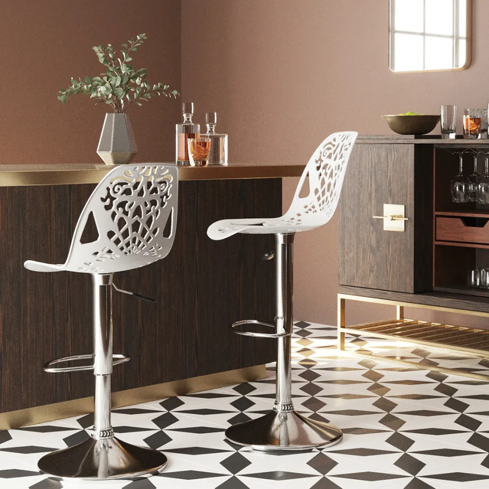 Barkruk Ornament Wit