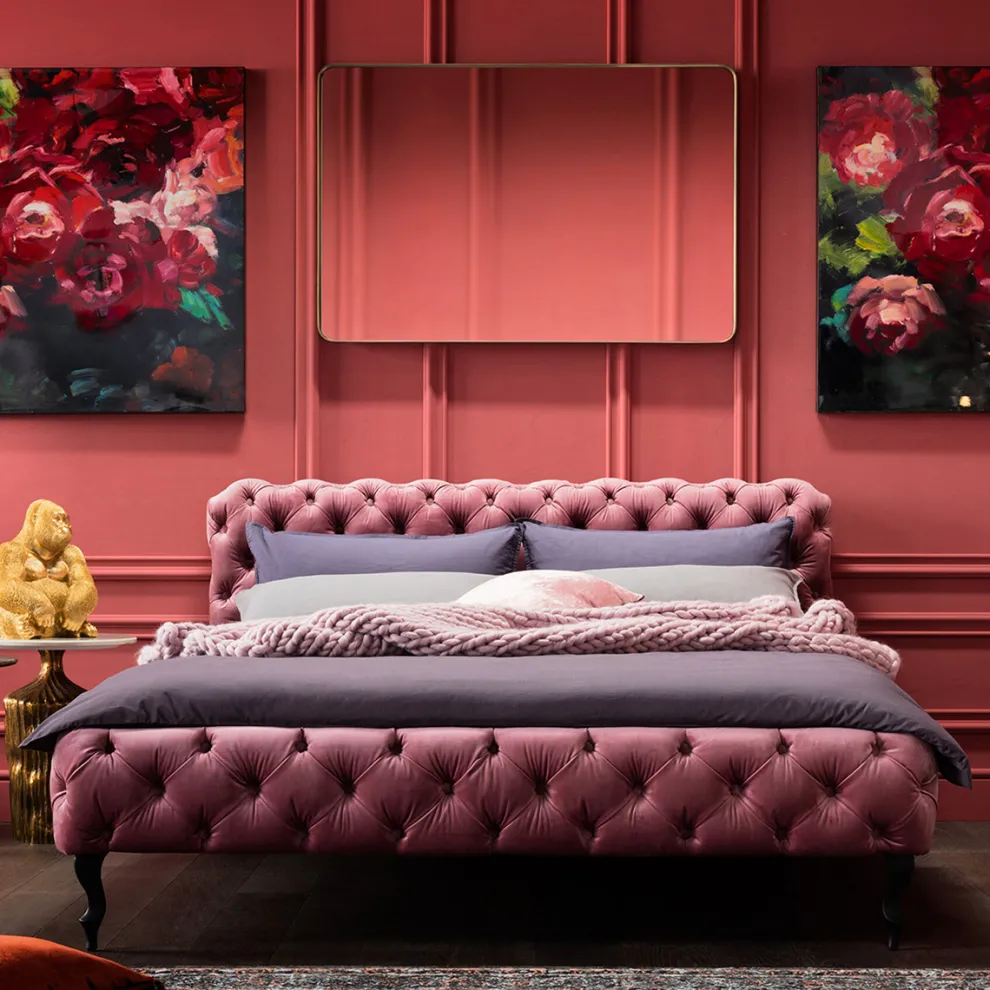 Bed Desire Fluweel Roze 180x200cm