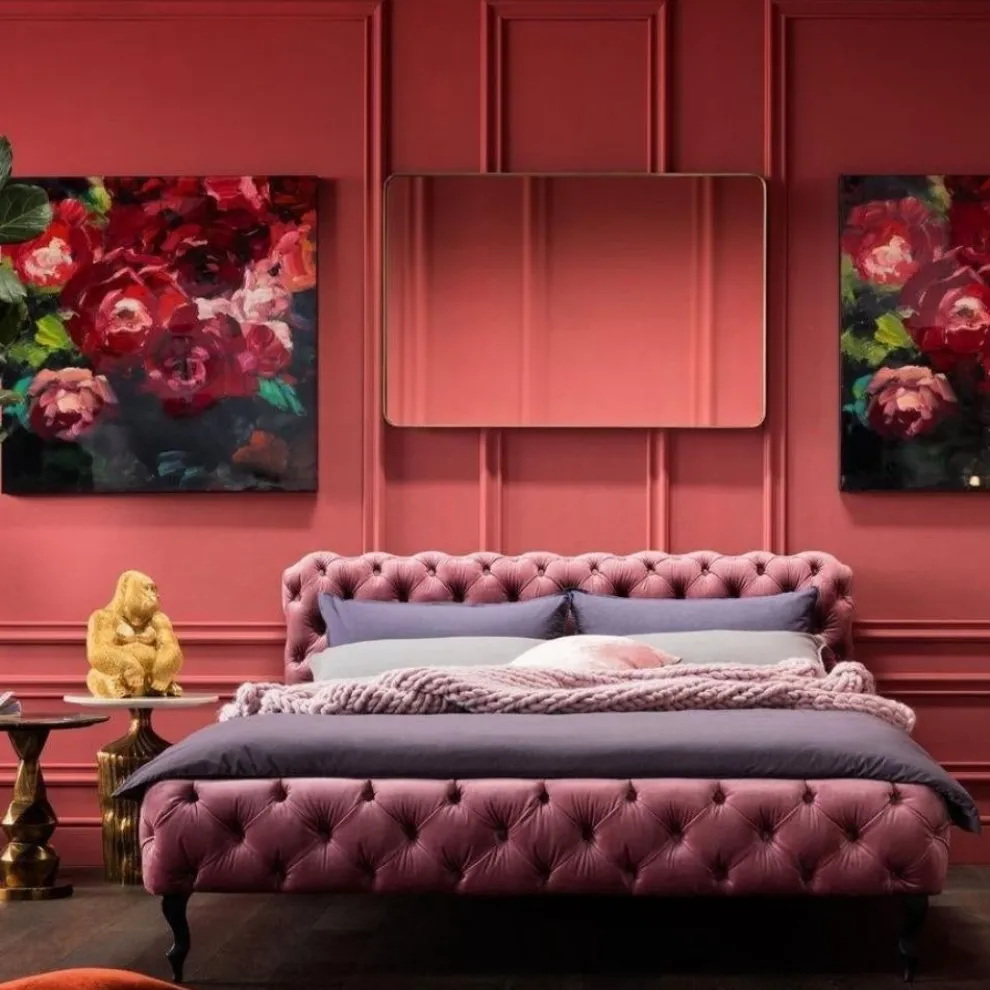 Bed Desire Fluweel Roze 160x200cm