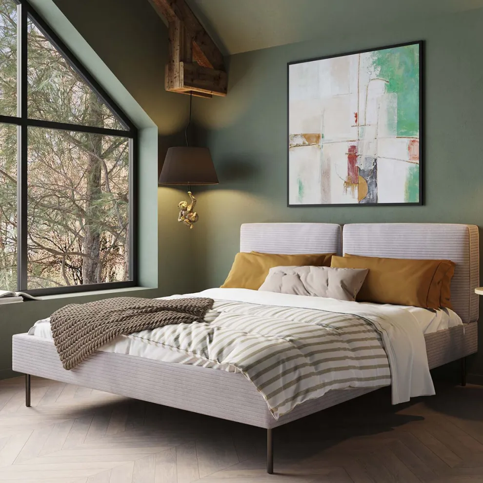 Bed East Side Cord Grey 160x200cm