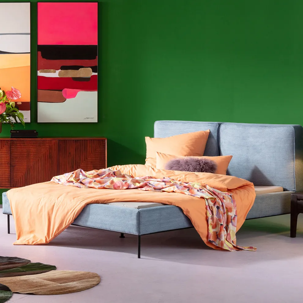 Bed East Side Cord Blue 160x200cm