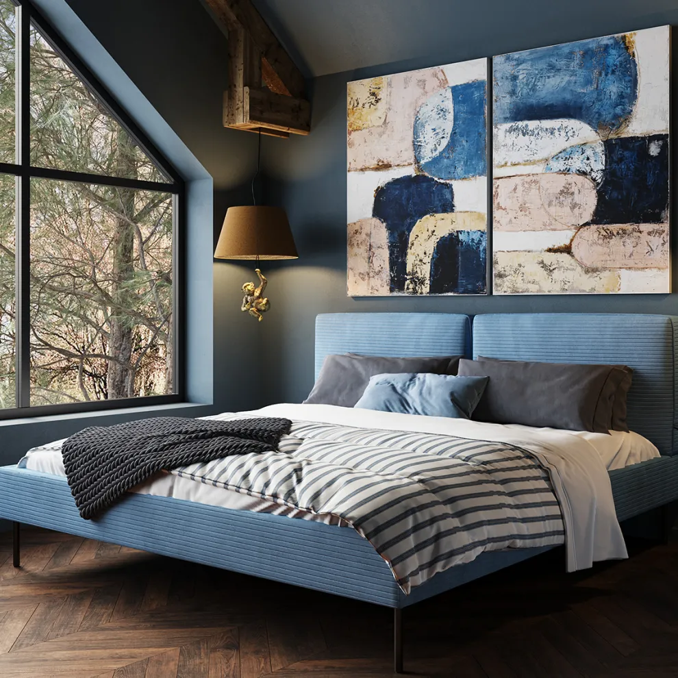 Bed East Side Cord Blue 180x200cm
