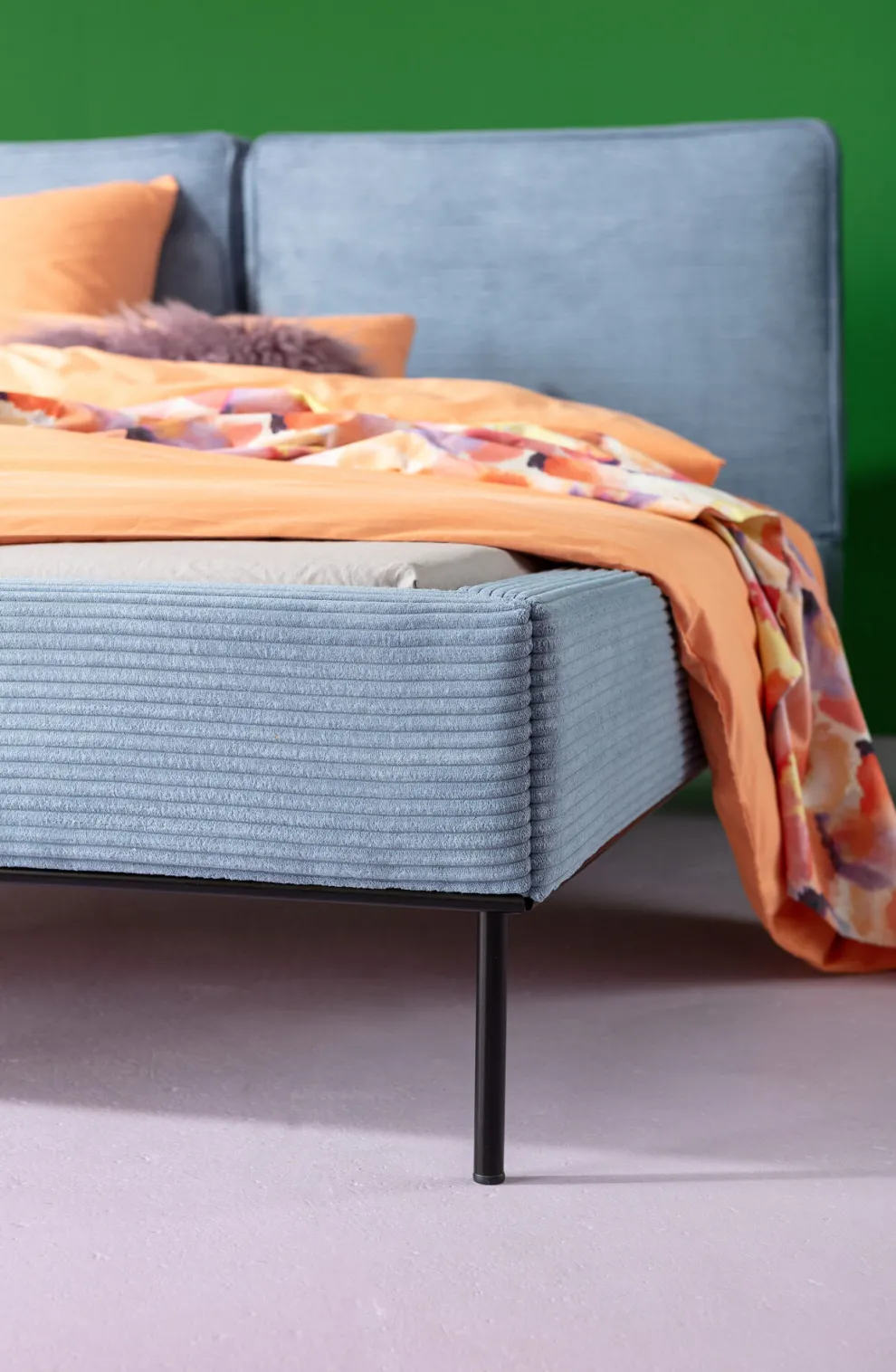 Bed East Side Cord Blue 180x200cm