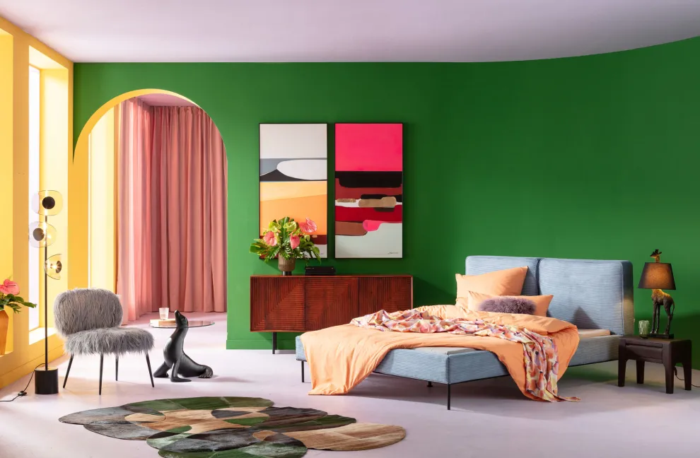 Bed East Side Cord Blue 180x200cm