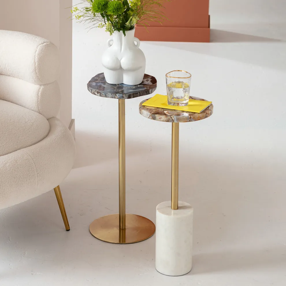 Bijzettafel Agate Base White 25cm