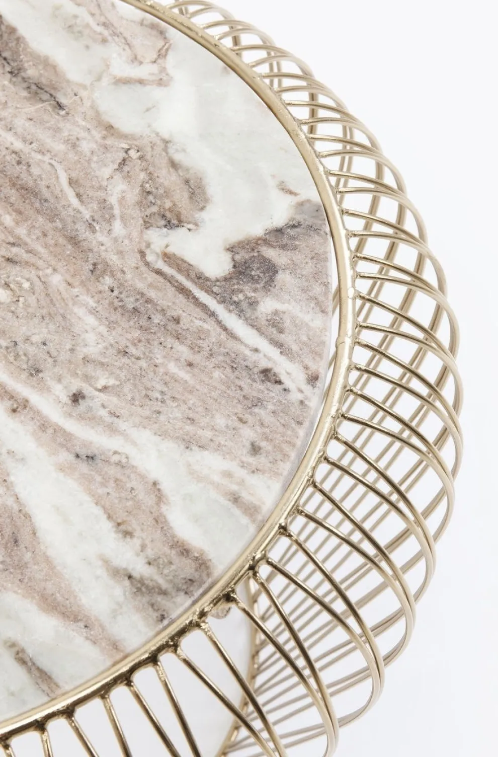 Bijzettafel Beam Grijs Marmeren Messing Ø43cm