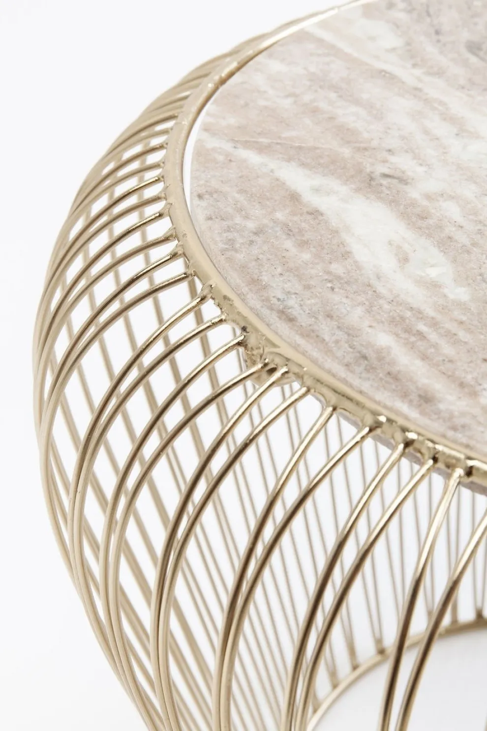 Bijzettafel Beam Grijs Marmeren Messing Ø43cm