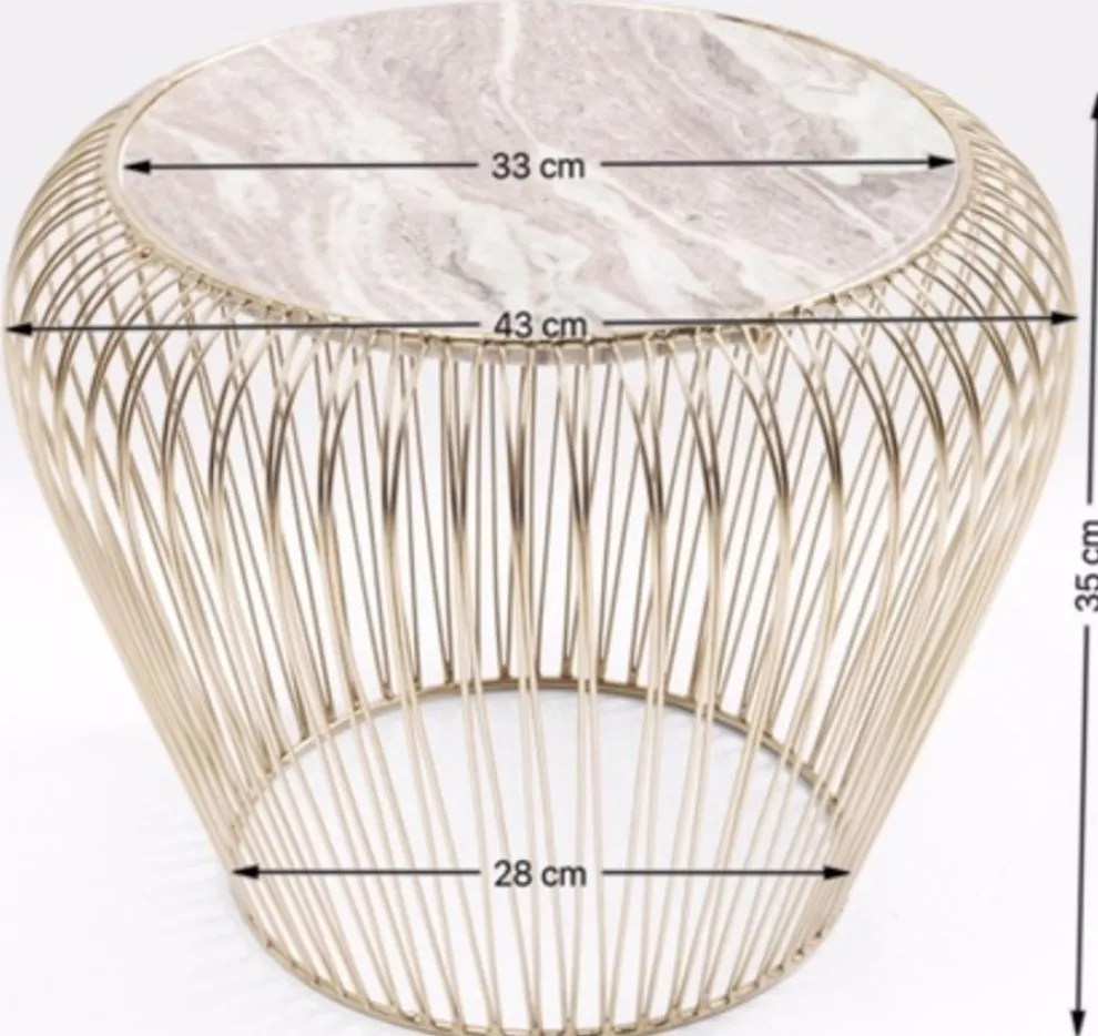 Bijzettafel Beam Grijs Marmeren Messing Ø43cm