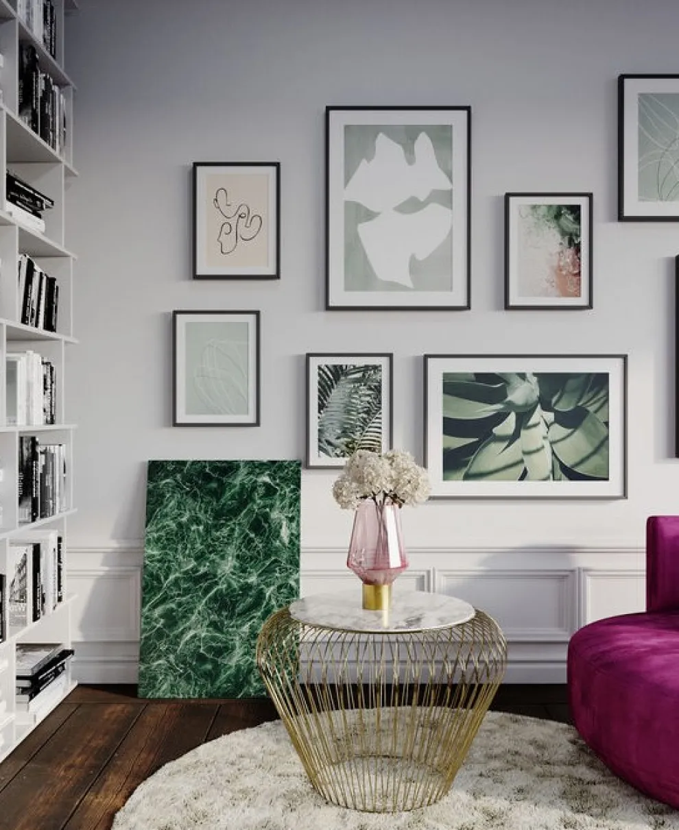 Bijzettafel Beam Grijs Marmeren Messing Ø43cm