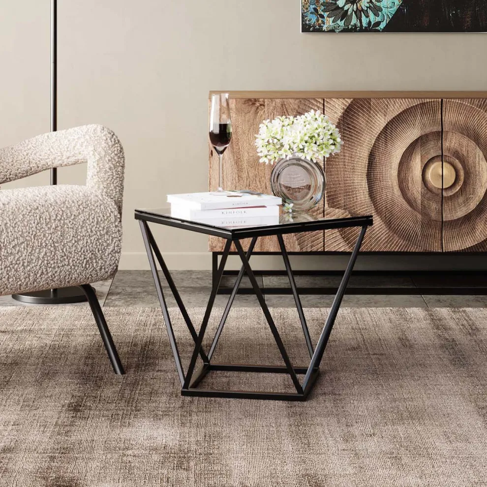 Bijzettafel Cristallo Zwart 50x50cm