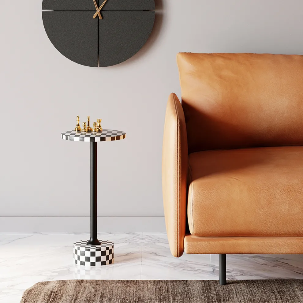 Bijzettafel Domero Chess Black White Ø25cm