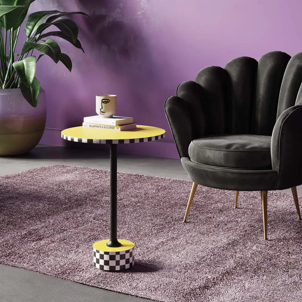 Bijzettafel Domero Checkers Yellow Ø25cm