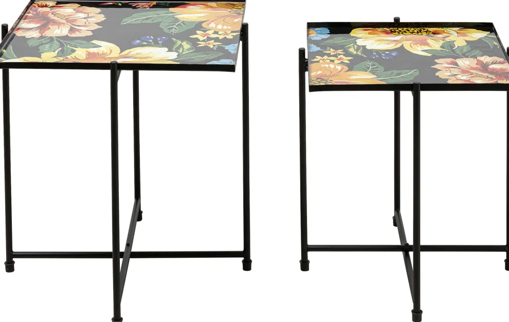 Bijzettafel Flowers Garden Square (Set Van 2)