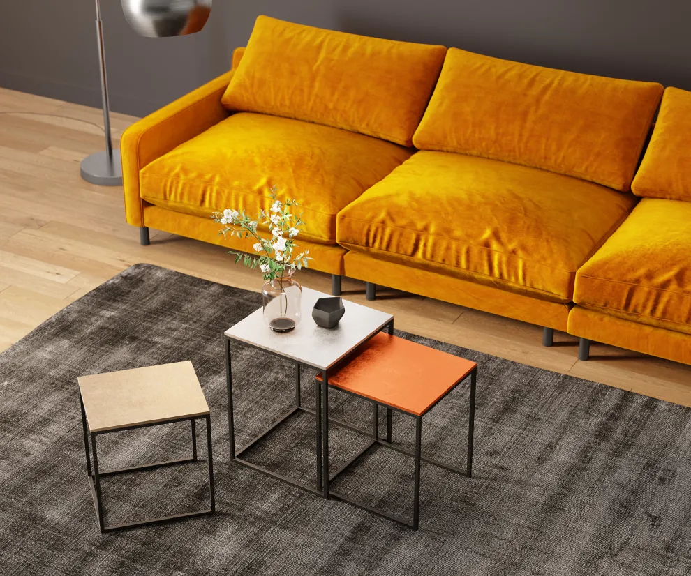 Bijzettafel Loft Vierkant Vintage (3-delig) 41x41cm