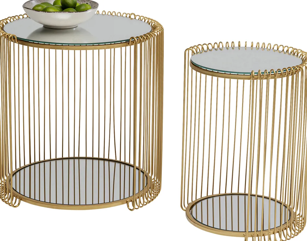 Bijzettafel Wire Double Brass (2/set)
