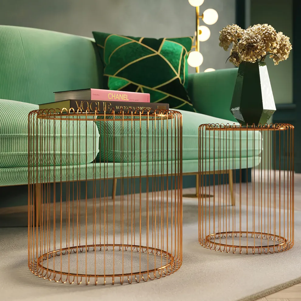 Bijzettafel Wire Koper (2-delig) Ø44cm