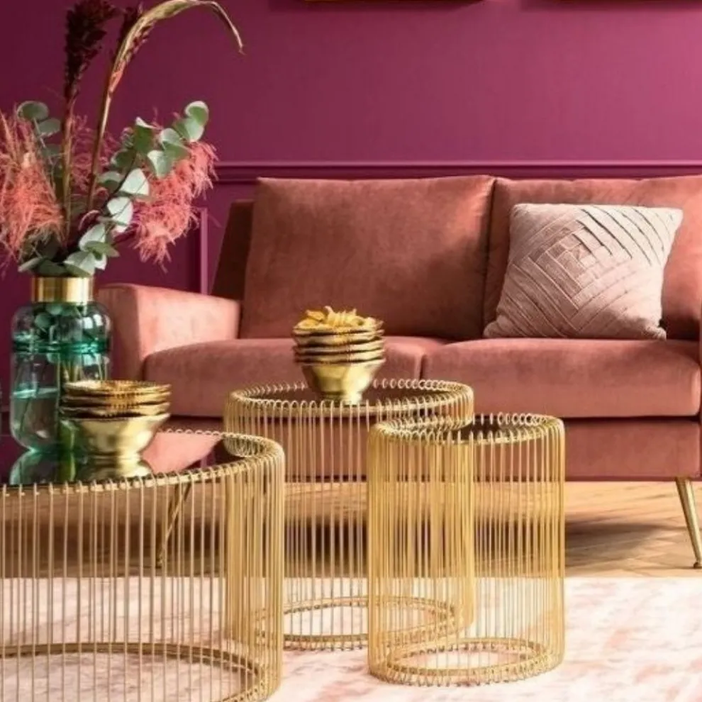 Bijzettafel Wire Messing (2-delig) Ø44cm