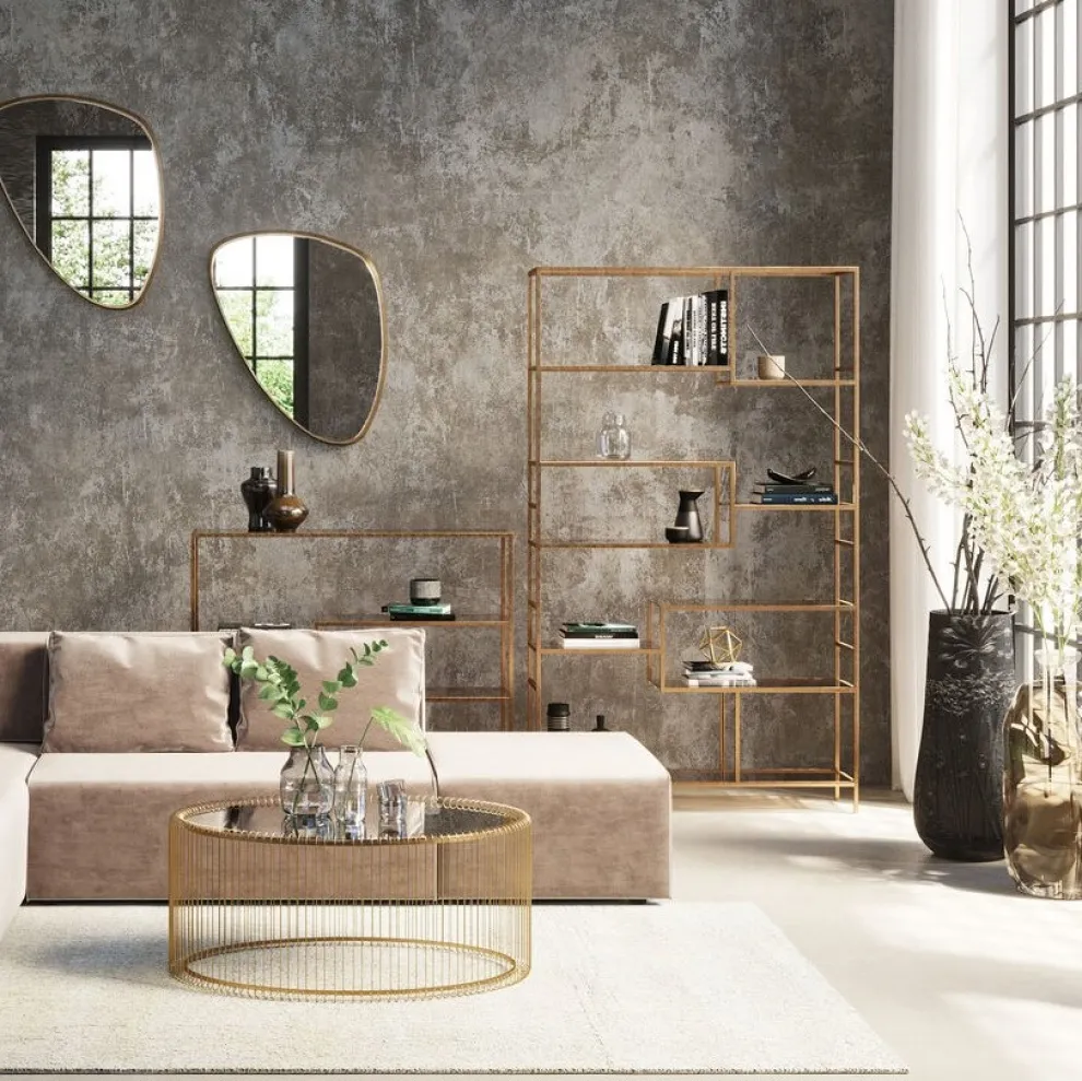 Boekenkast Loft Goud 100x115cm