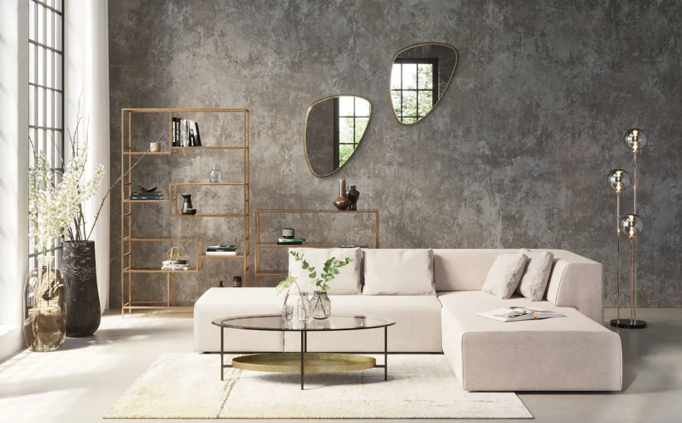 Boekenkast Loft Goud 195x115cm