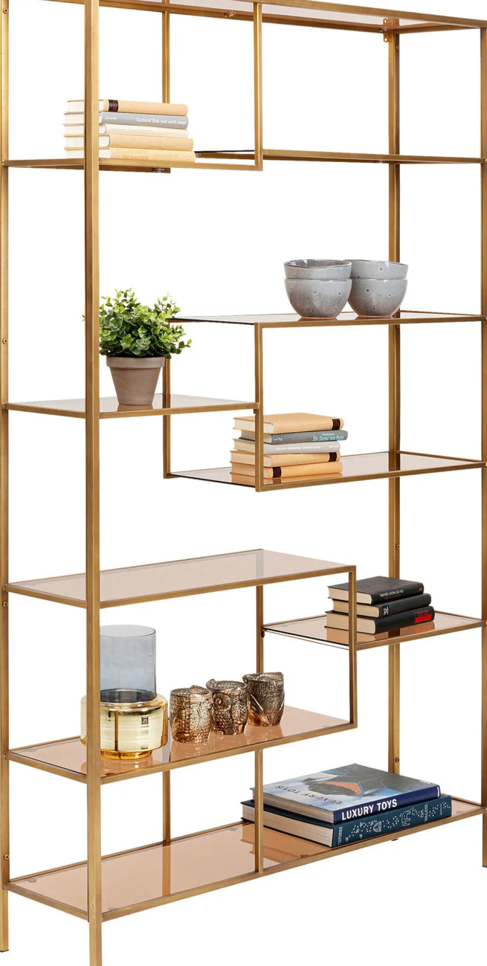 Boekenkast Loft Goud 195x115cm