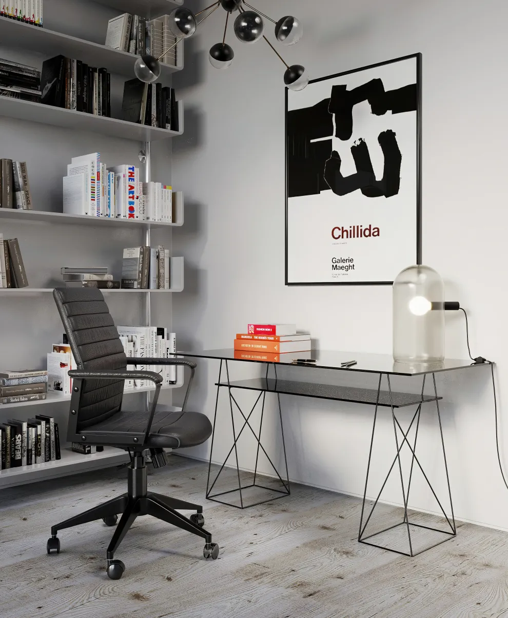 Bureau Polar Zwart 8mm ESG 135x65cm