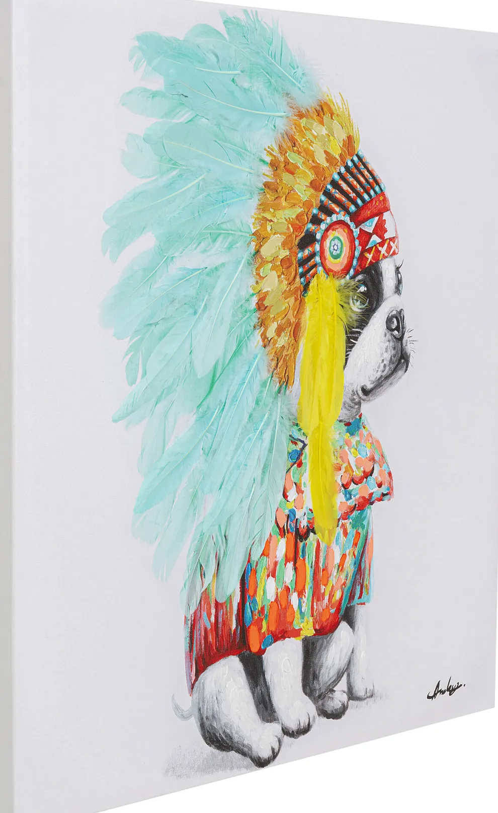 Canvas Headdress Dog 80x80cm