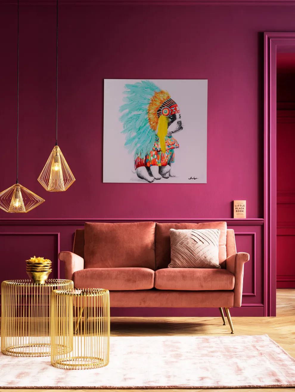 Canvas Headdress Dog 80x80cm