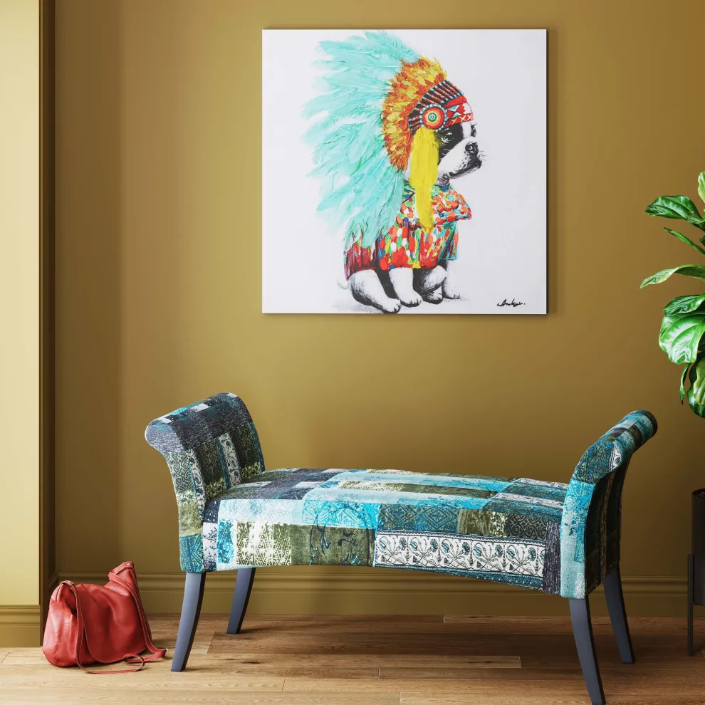 Canvas Headdress Dog 80x80cm