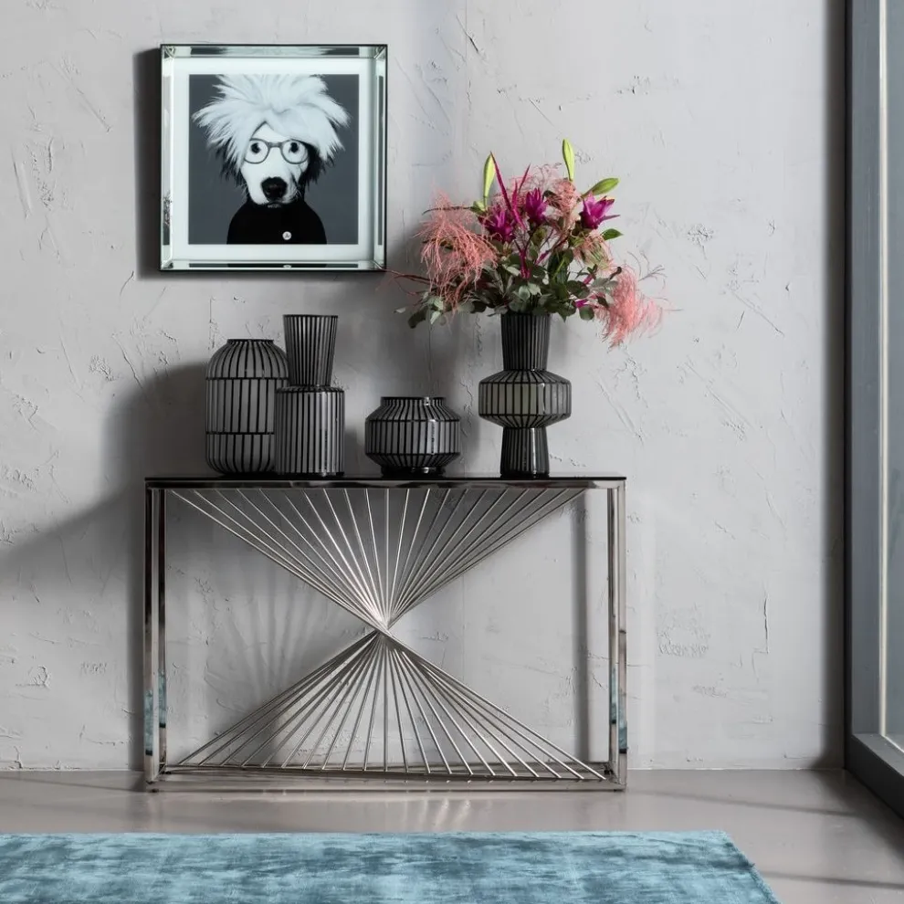 Console Laser Zilver Helder Glas 120x40cm