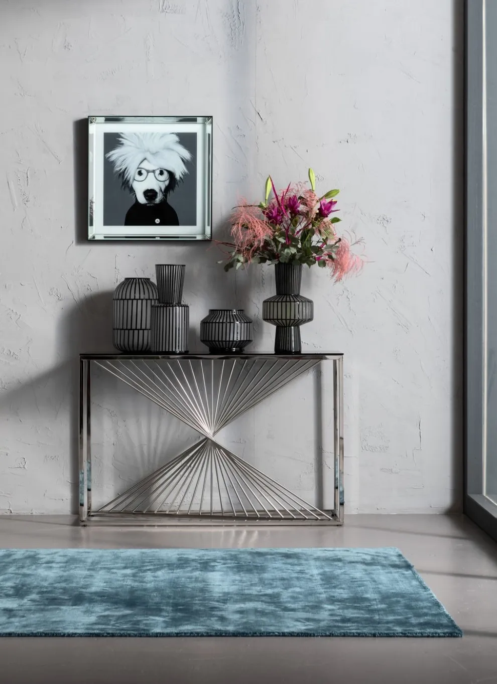 Console Laser Zilver Helder Glas 120x40cm