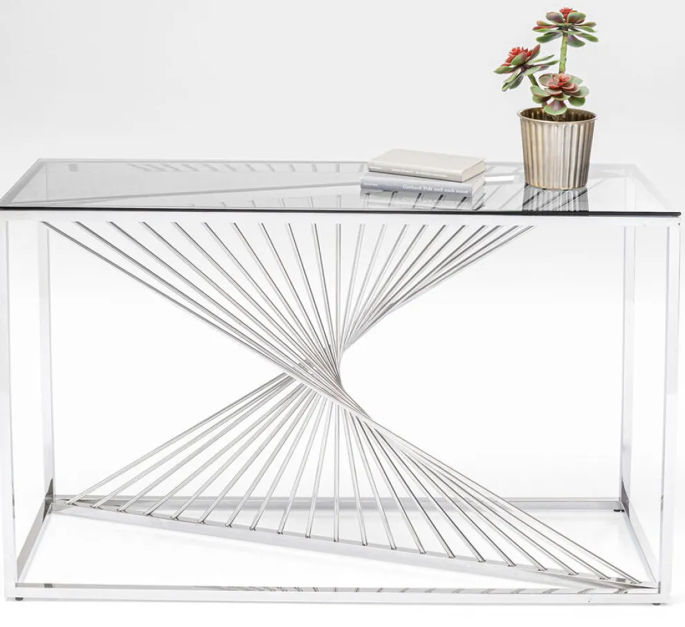 Console Laser Zilver Helder Glas 120x40cm