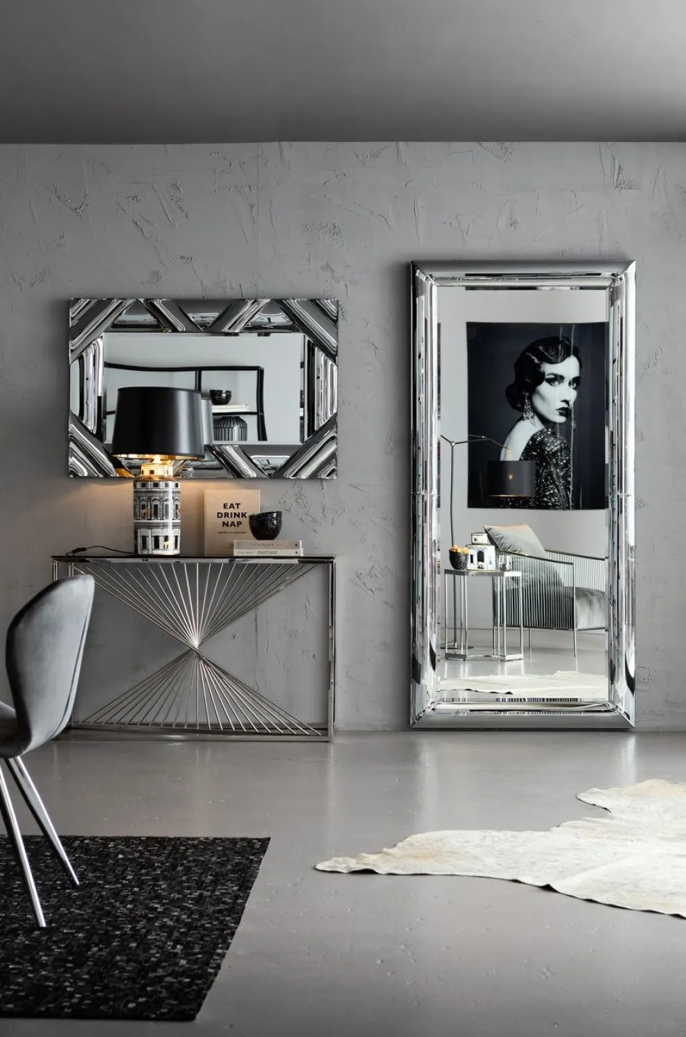 Console Laser Zilver Helder Glas 120x40cm