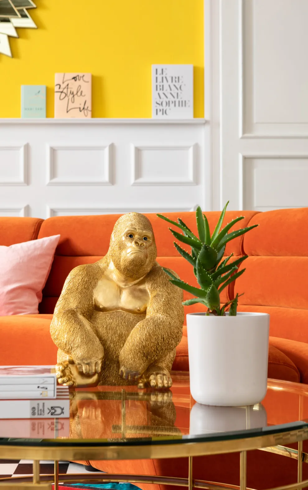 Decofiguur Aap Gorilla Side Medium Goud