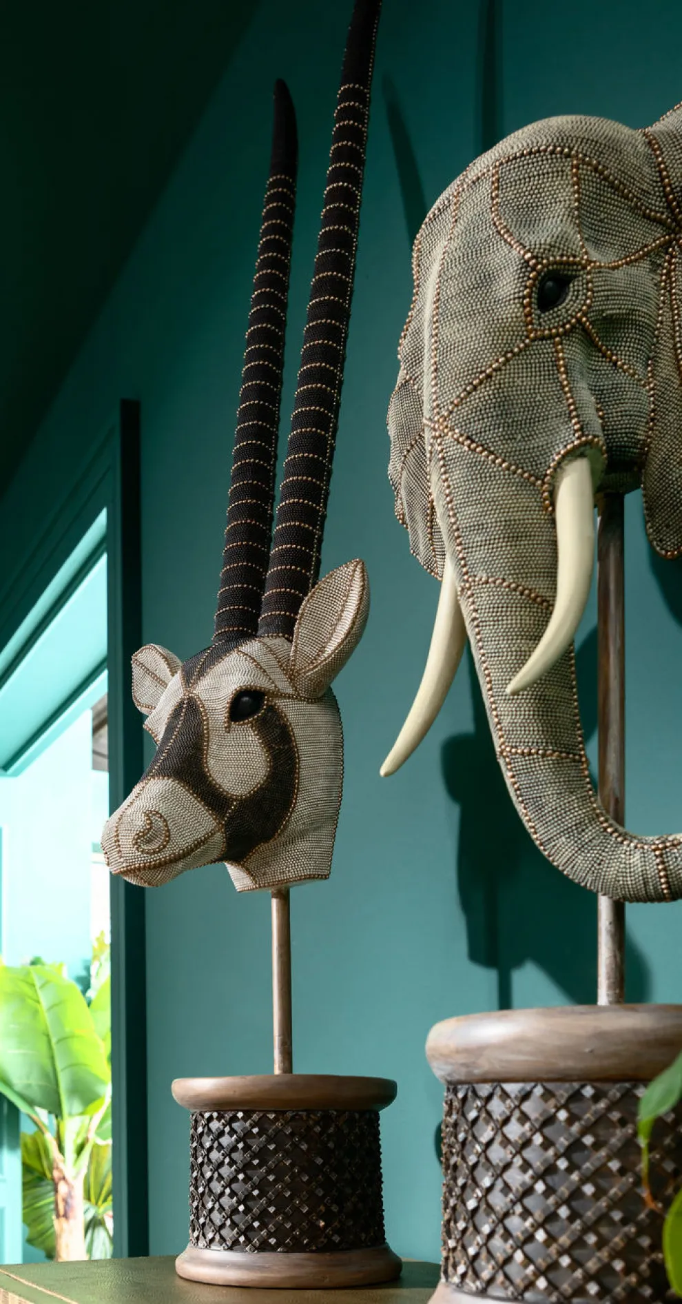 Decofiguur Antilope Head Pearls 124cm