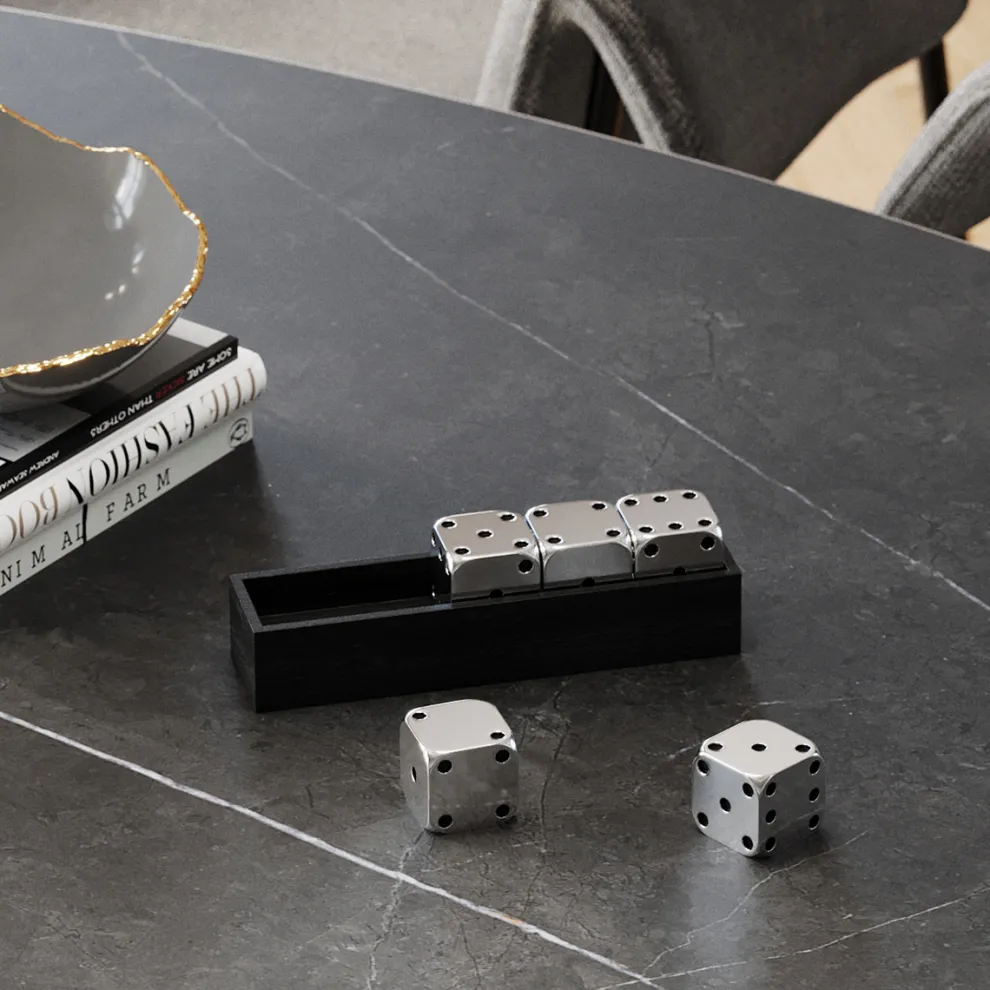 Decofiguur Dices Silver 20x6cm