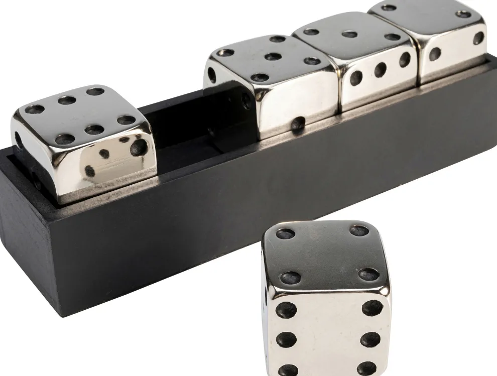 Decofiguur Dices Silver 20x6cm