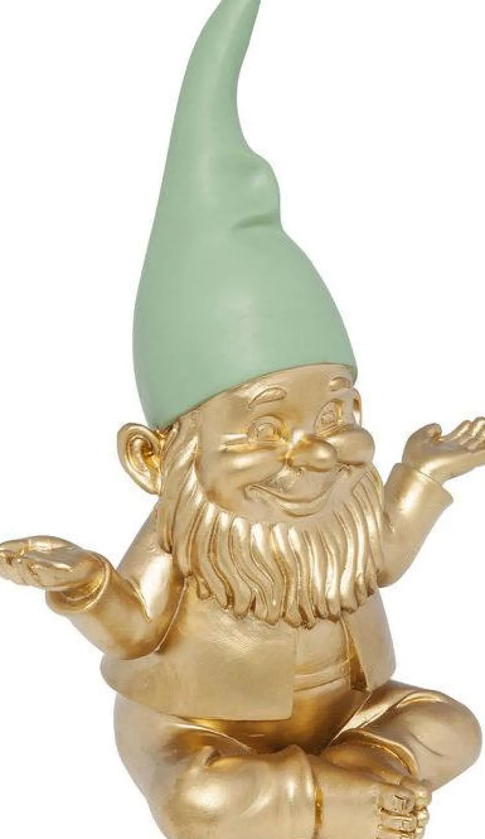 Decofiguur Dwerg Meditatie Goud Groen 19cm