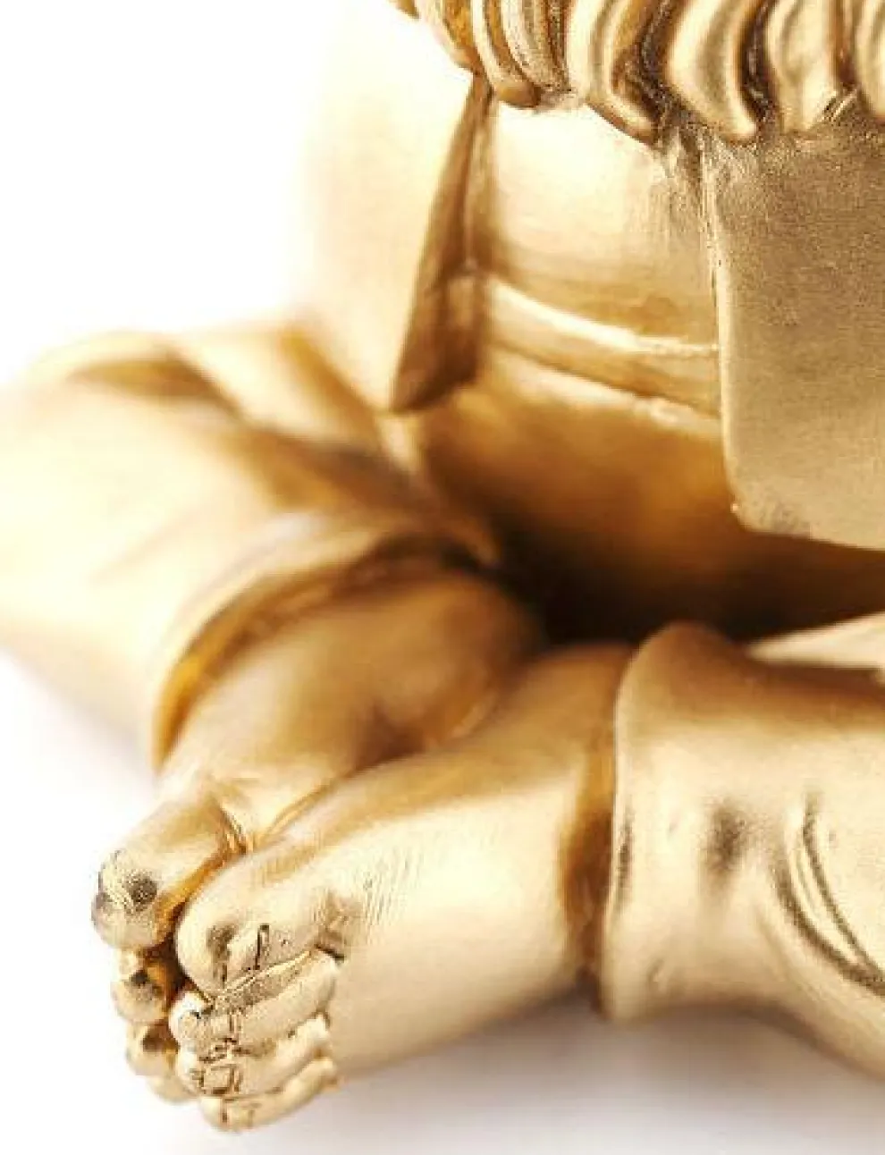 Decofiguur Dwerg Meditatie Goud Groen 19cm