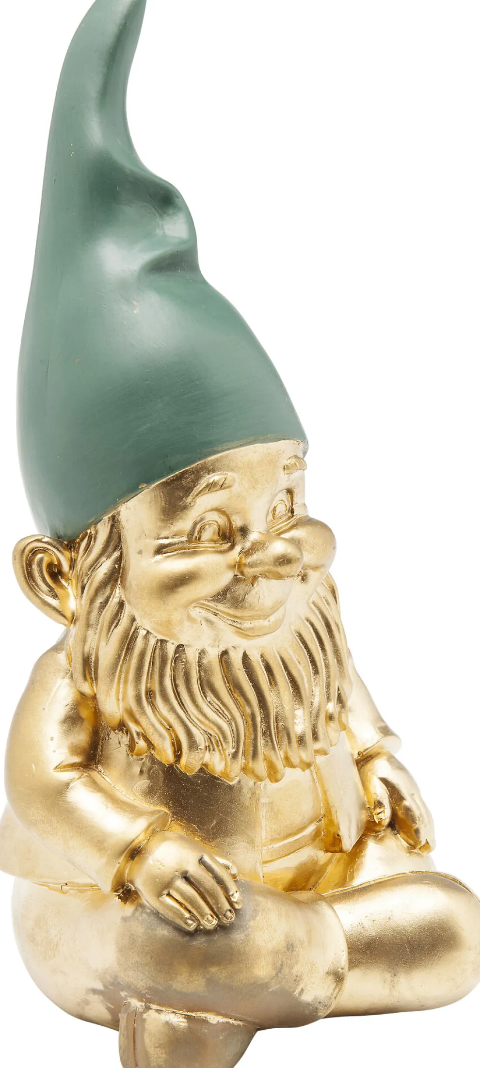 Decofiguur Dwerg Zittend Goud Groen 19cm