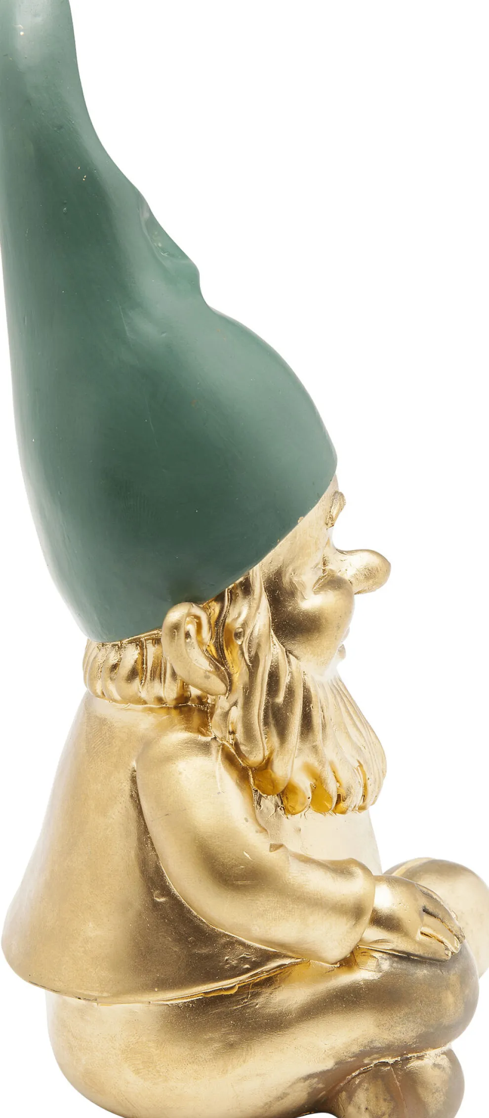 Decofiguur Dwerg Zittend Goud Groen 19cm