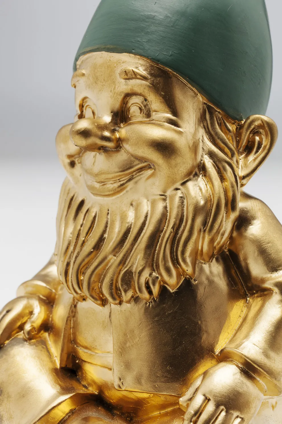 Decofiguur Dwerg Zittend Goud Groen 19cm