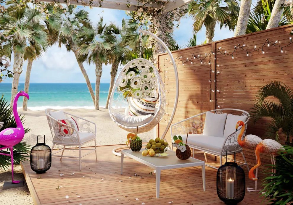 Decofiguur Flamingo Road 75cm