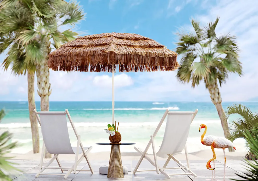 Decofiguur Flamingo Road 75cm