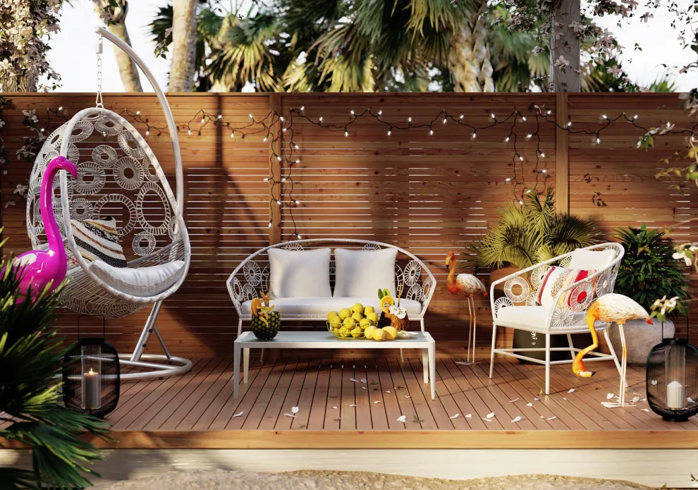 Decofiguur Flamingo Road 75cm