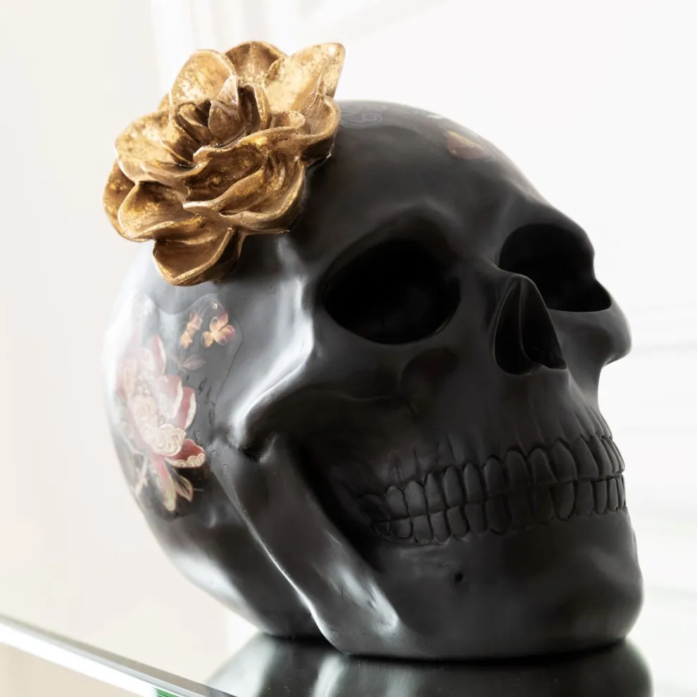 Decofiguur Flower Skull 22cm